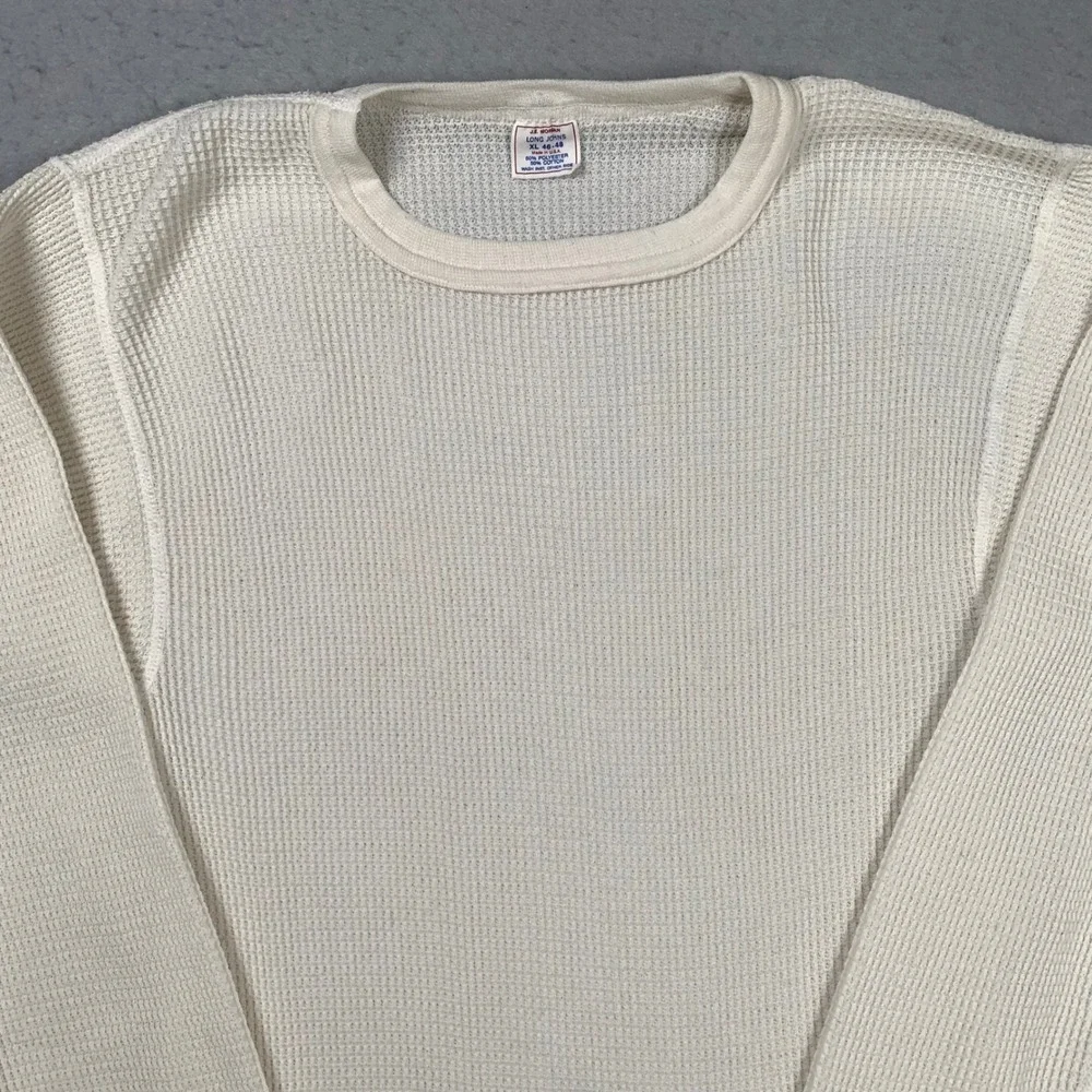 Vintage J.E. Morgan Thermal Shirt Mens XL Waffle Knit Long Sleeve Made in USA